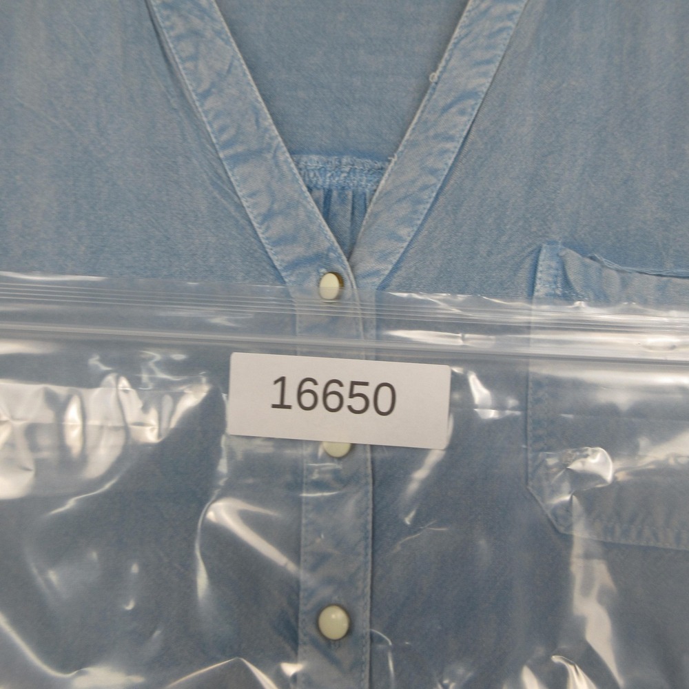Bobbie Brooks Chambray Shirt Dress Ladies L Blue Tencel Look Tie Waist Relaxed - Picture 12 of 12